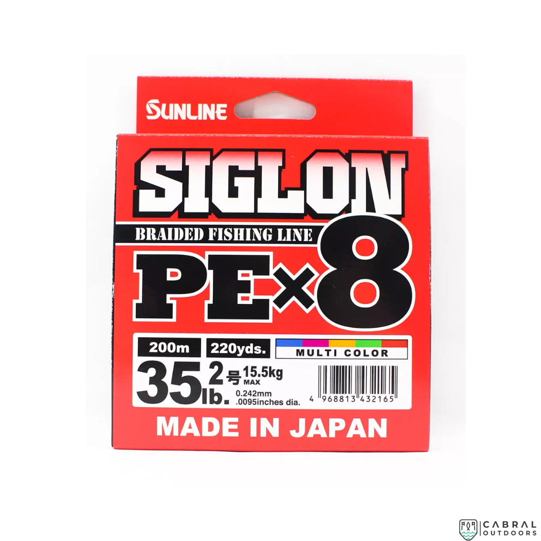 Sunline Siglon Braided Fishing Line PE X8 | 200m | Multi Color | 35lb-40lb Braided Line Sunline Cabral Outdoors