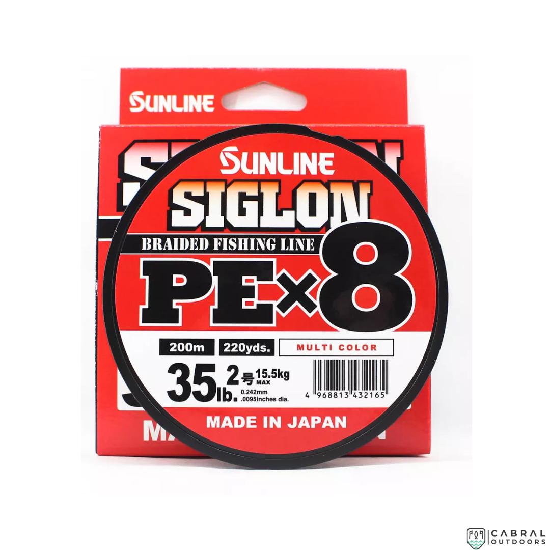 Sunline Siglon Braided Fishing Line PE X8 | 200m | Multi Color | 35lb-40lb Braided Line Sunline Cabral Outdoors