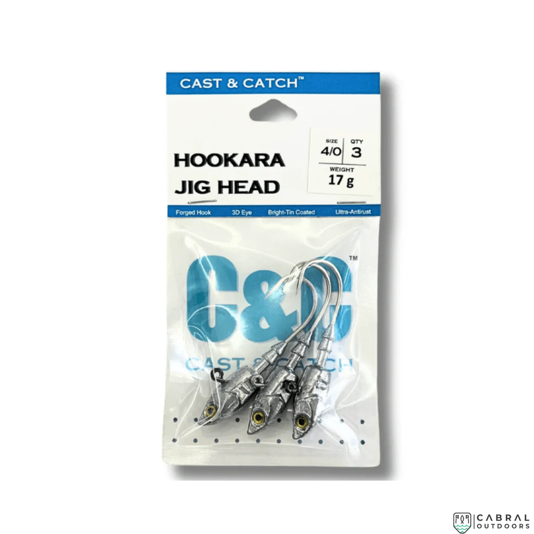 Cast & Catch Hookara Jighead |Size:-2/0-6/0 | Weight:-10g-22g |4pcs/pkt Jig Head Cast & Catch Cabral Outdoors