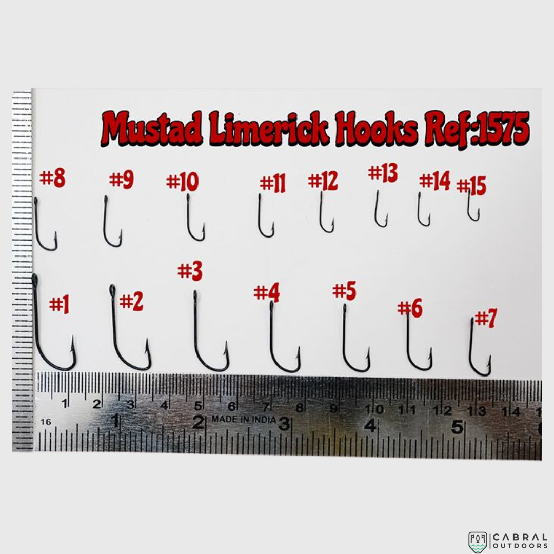 Mustad Superior Limerick Single hooks 1575 |100 Pcs| Size: 1-15 Live Bait Hooks Mustad Cabral Outdoors