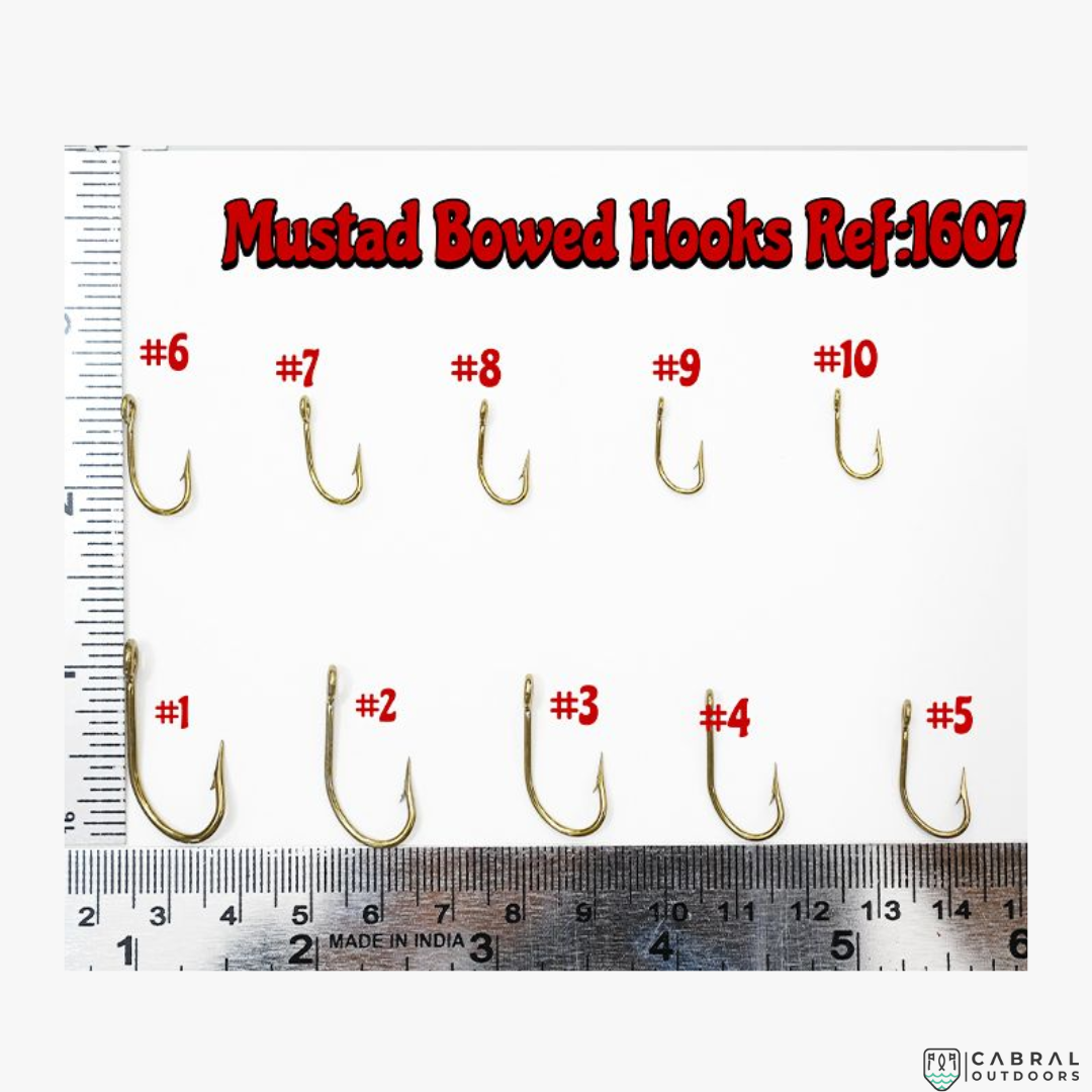 Mustad Superior Bowed Hooks 1607 |100 Pcs| Size: 1-10 Live Bait Hooks Mustad Cabral Outdoors