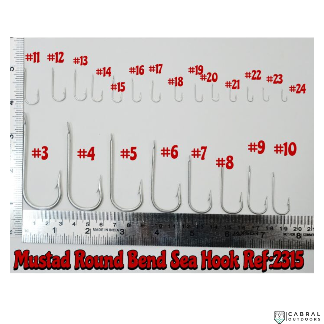 Mustad Round Bent Sea Single Hooks 2315 |100 Pcs| Size: 10-25 Live Bait Hooks Mustad Cabral Outdoors