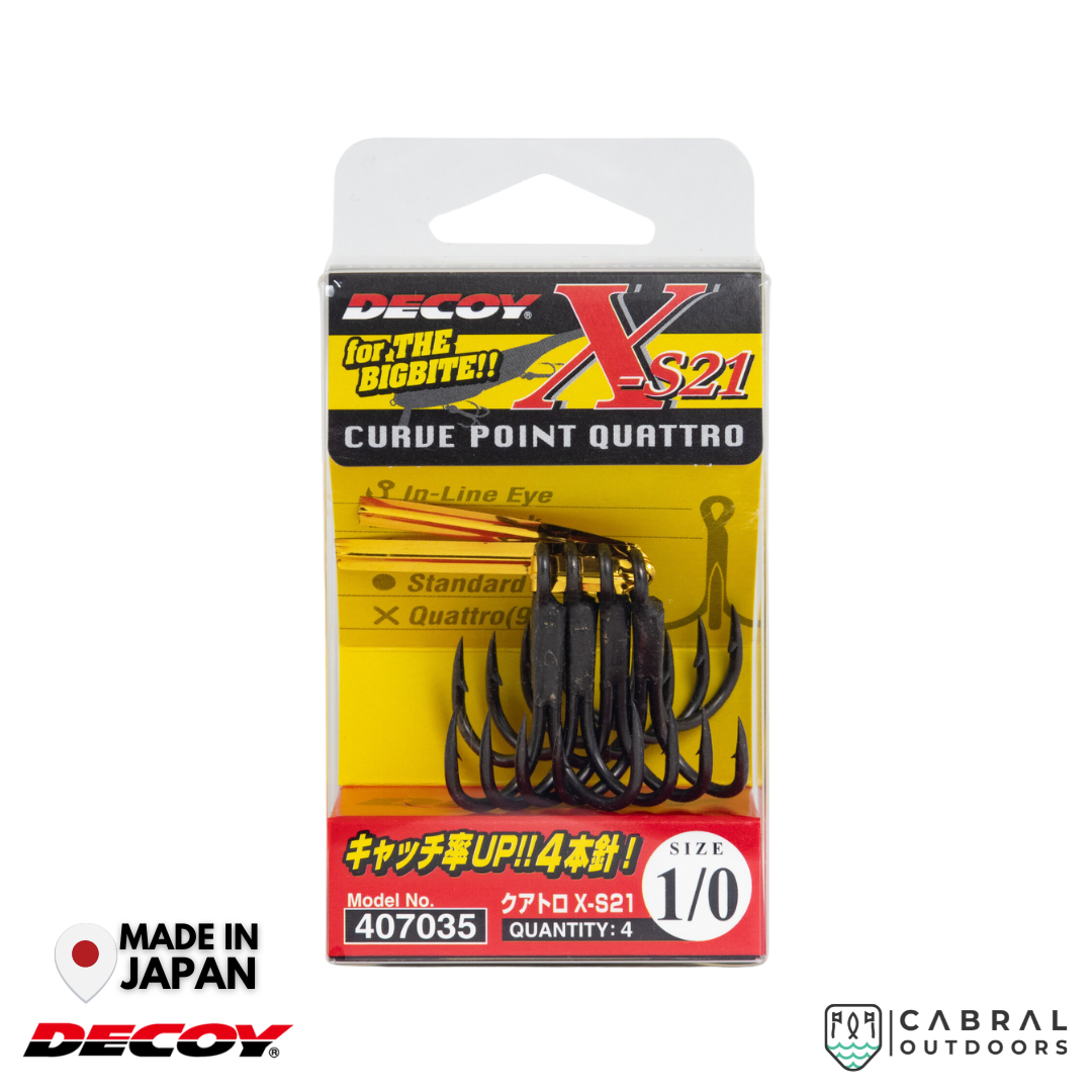 Decoy X-S21 Quattro Treble Hooks | #2-#1/0 Treble Hooks Decoy Cabral Outdoors