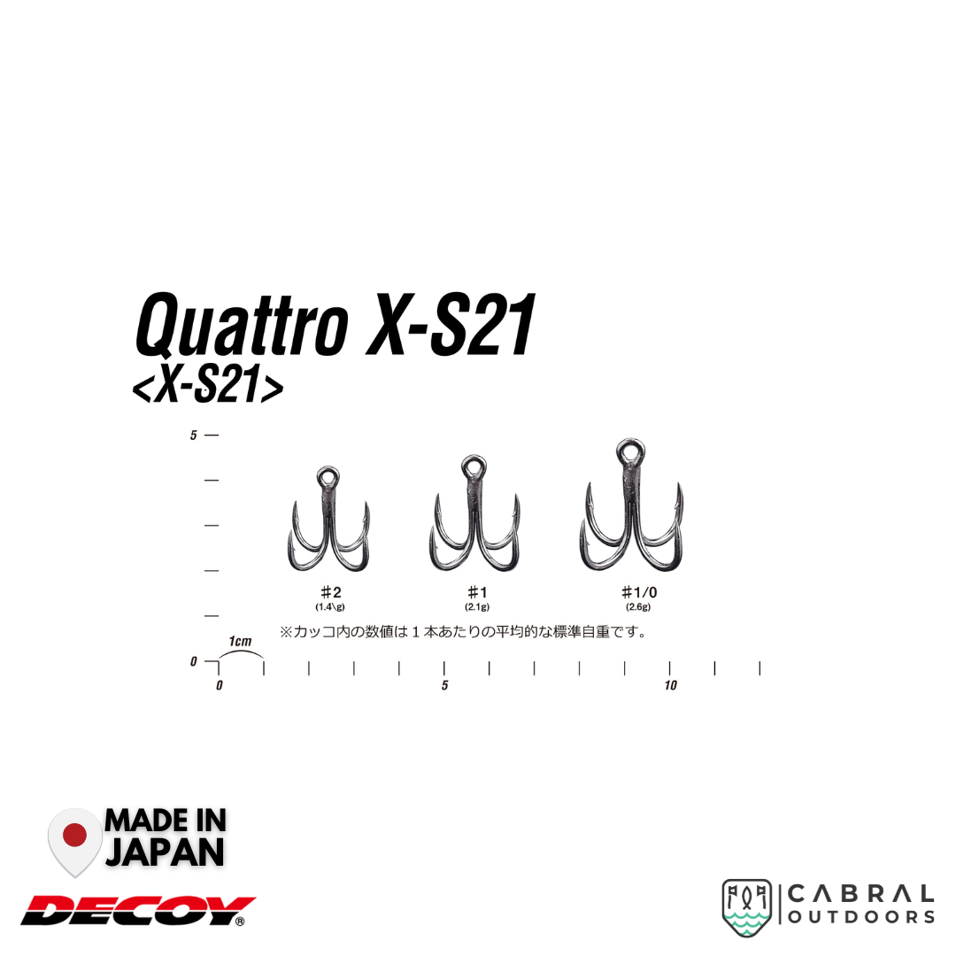 Decoy X-S21 Quattro Treble Hooks | #2-#1/0 Treble Hooks Decoy Cabral Outdoors