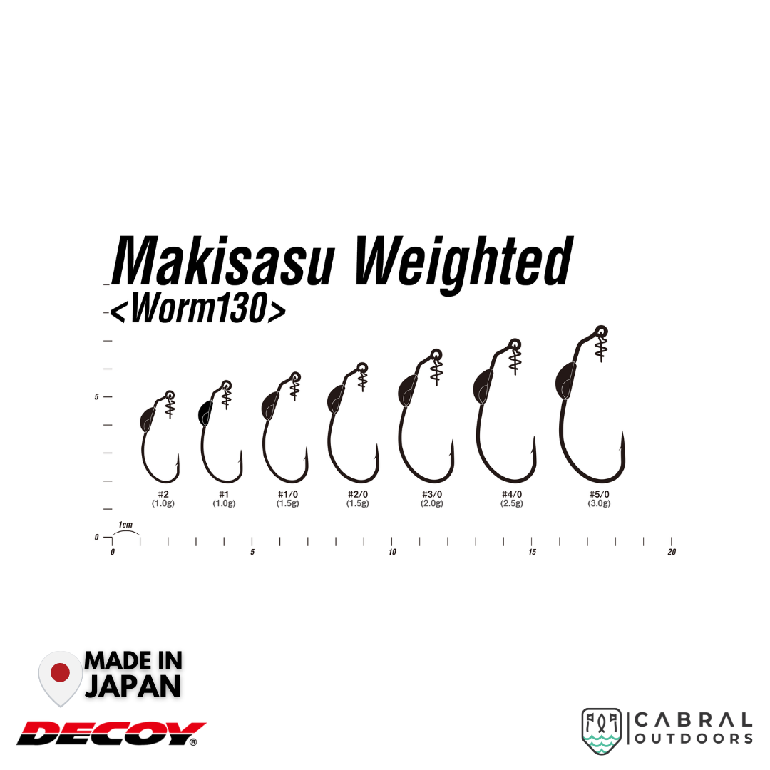 Decoy Worm-130 Makisasu Weighted Hook | #2-#5/0 Worm hook Decoy Cabral Outdoors