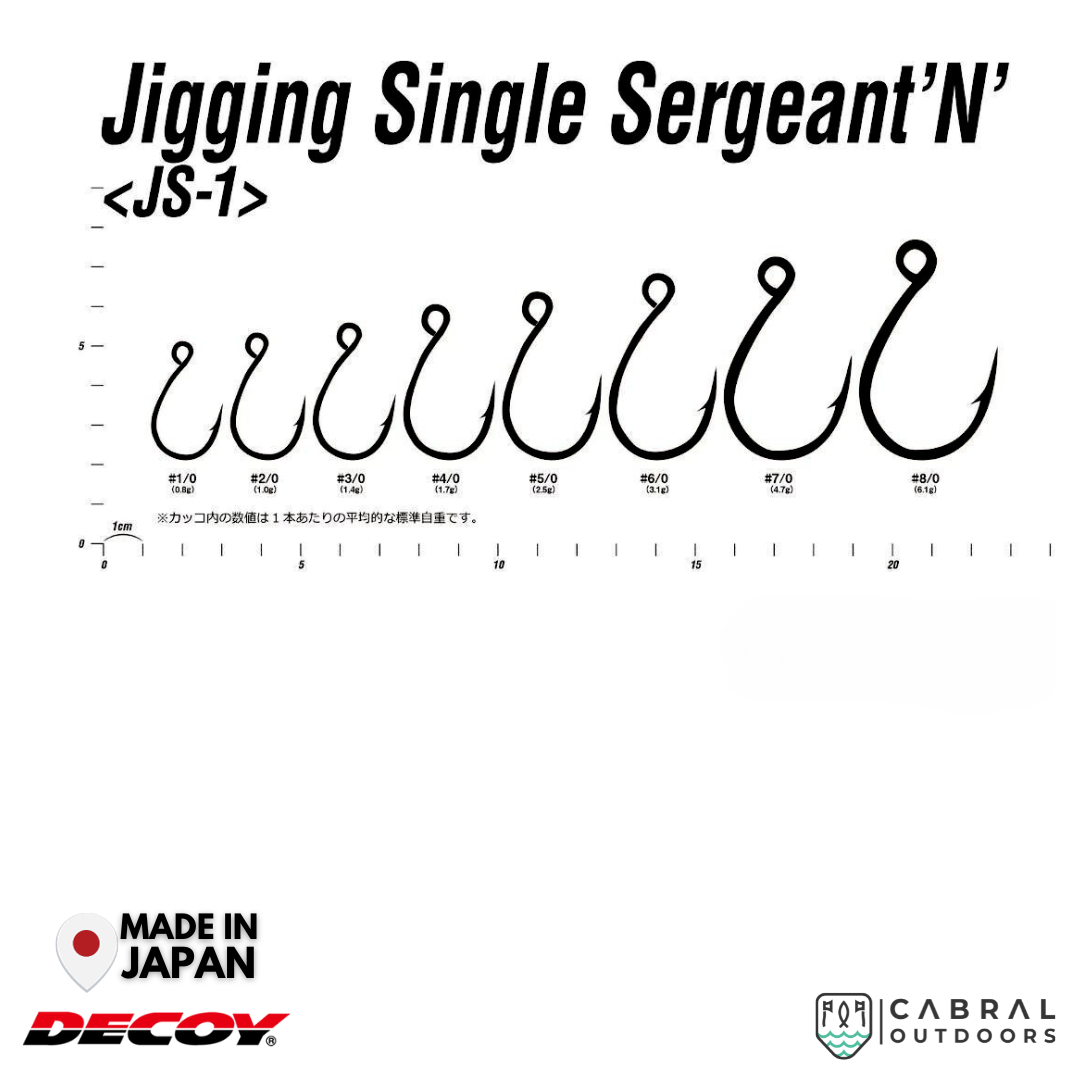 Decoy JS-1 Jigging Single Sergent N | 1/0-#8/0 Live Bait Hooks Decoy Cabral Outdoors