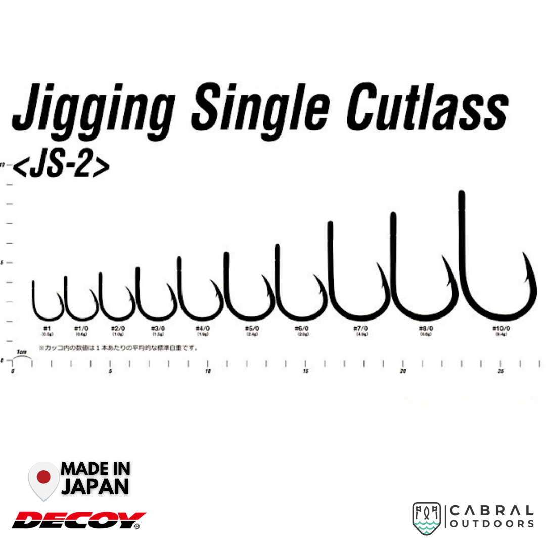 Decoy JS-2 Jigging Single Cutlass | #1-#10/0 Live Bait Hooks Decoy Cabral Outdoors