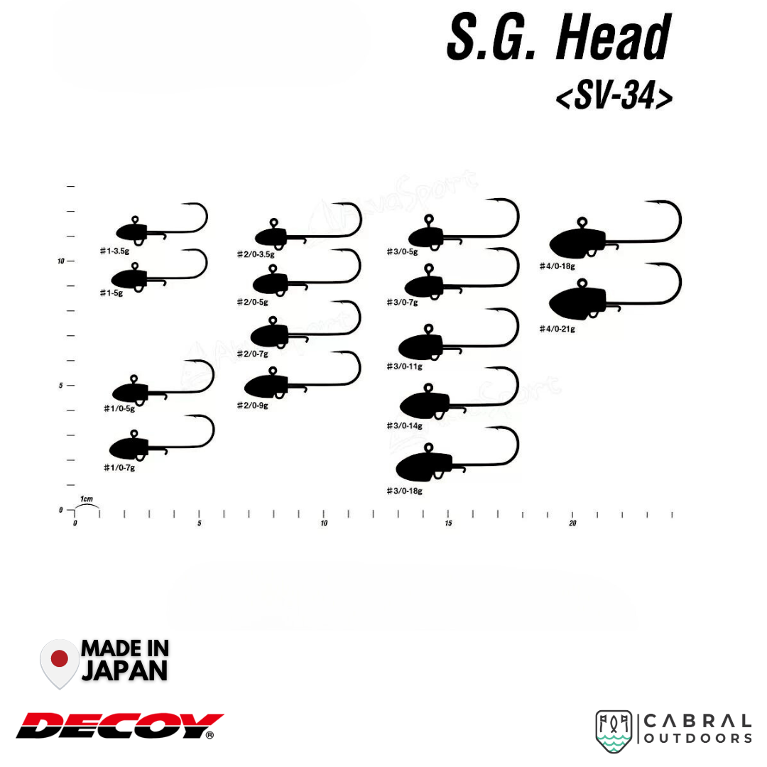 Decoy SV-34 S.G. Head | #1/0-#4/0 | 7g-21g Jig Head Decoy Cabral Outdoors