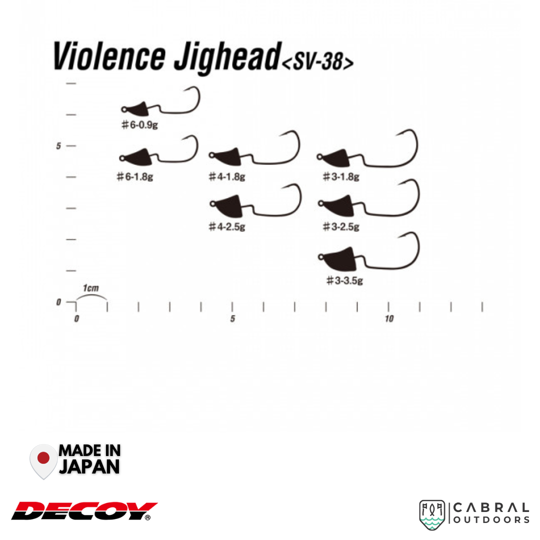Decoy SV-38 Violence Jighead| #3-#6 | 1.8g-3.5g Jig Head Decoy Cabral Outdoors
