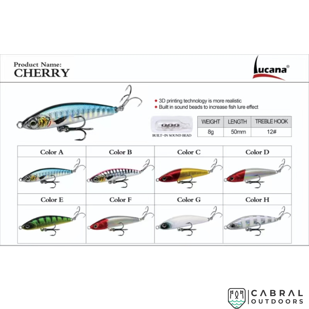 Lucana Cherry Sinking Pencil Lure | 50mm | 8g Hard Lure Lucana Cabral Outdoors