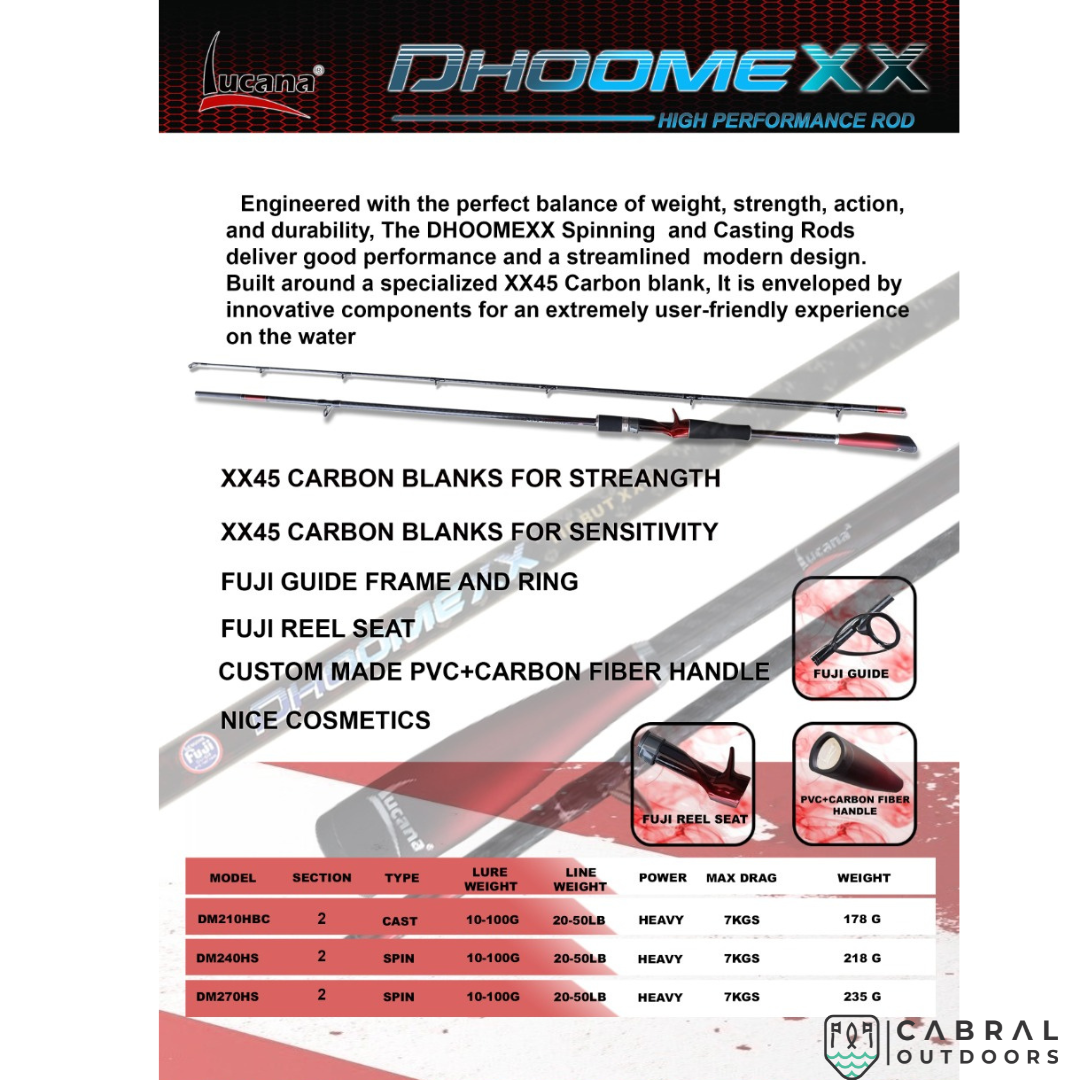 Lucana Dhoomexx Carbon Technology 7ft-9ft Rod Baitcasting and Spinning Rod Lucana Cabral Outdoors