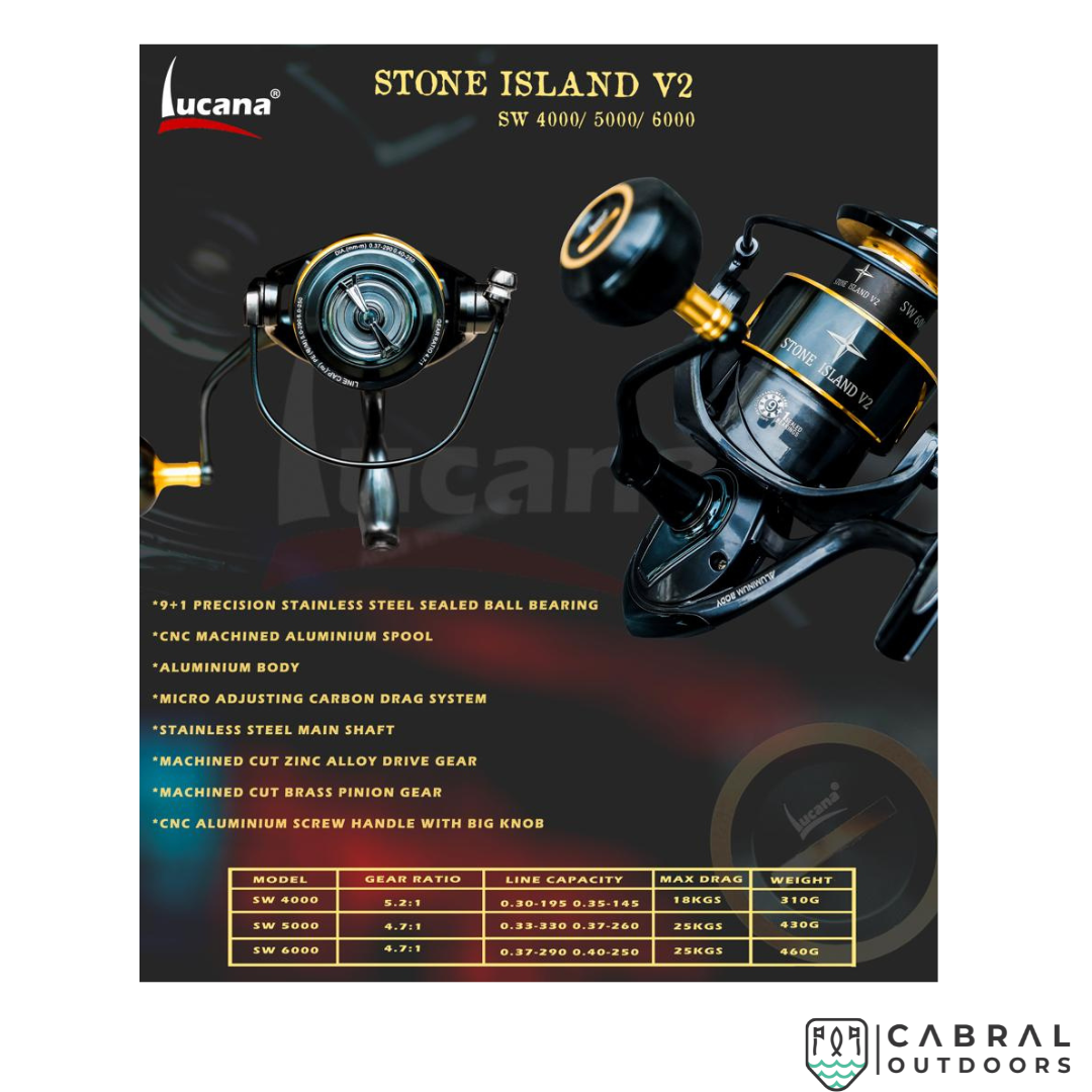 Lucana Stone Island V2-4000 - V2-6000 Spinning Reel Spinning Reels Lucana Cabral Outdoors
