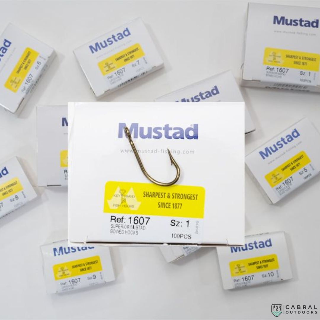 Mustad Superior Bowed Hooks 1607 |100 Pcs| Size: 1-10 Live Bait Hooks Mustad Cabral Outdoors