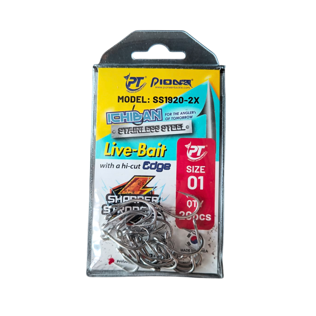 Pioneer Ichiban Live-Bait SS1920-2X Hi-Cut Edge Hooks | Size: #1-#4