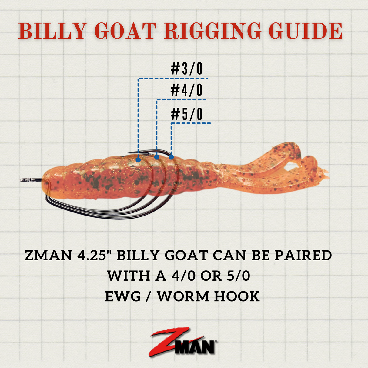 Zman Billy Goat 10x Tough Elaztech | Size: 4.25" | 3pcs/pk Craws Zman Cabral Outdoors