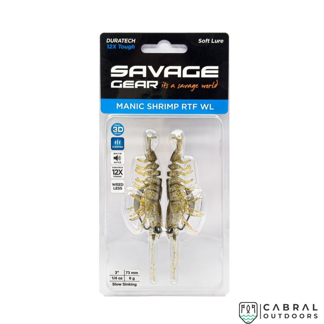 Savage Gear Manic Shrimp Weedless RTF WL | Pack of 2 | Size: 3inch-3.5inch | Weight:-6g-9g Shrimp Savage Gear Cabral Outdoors