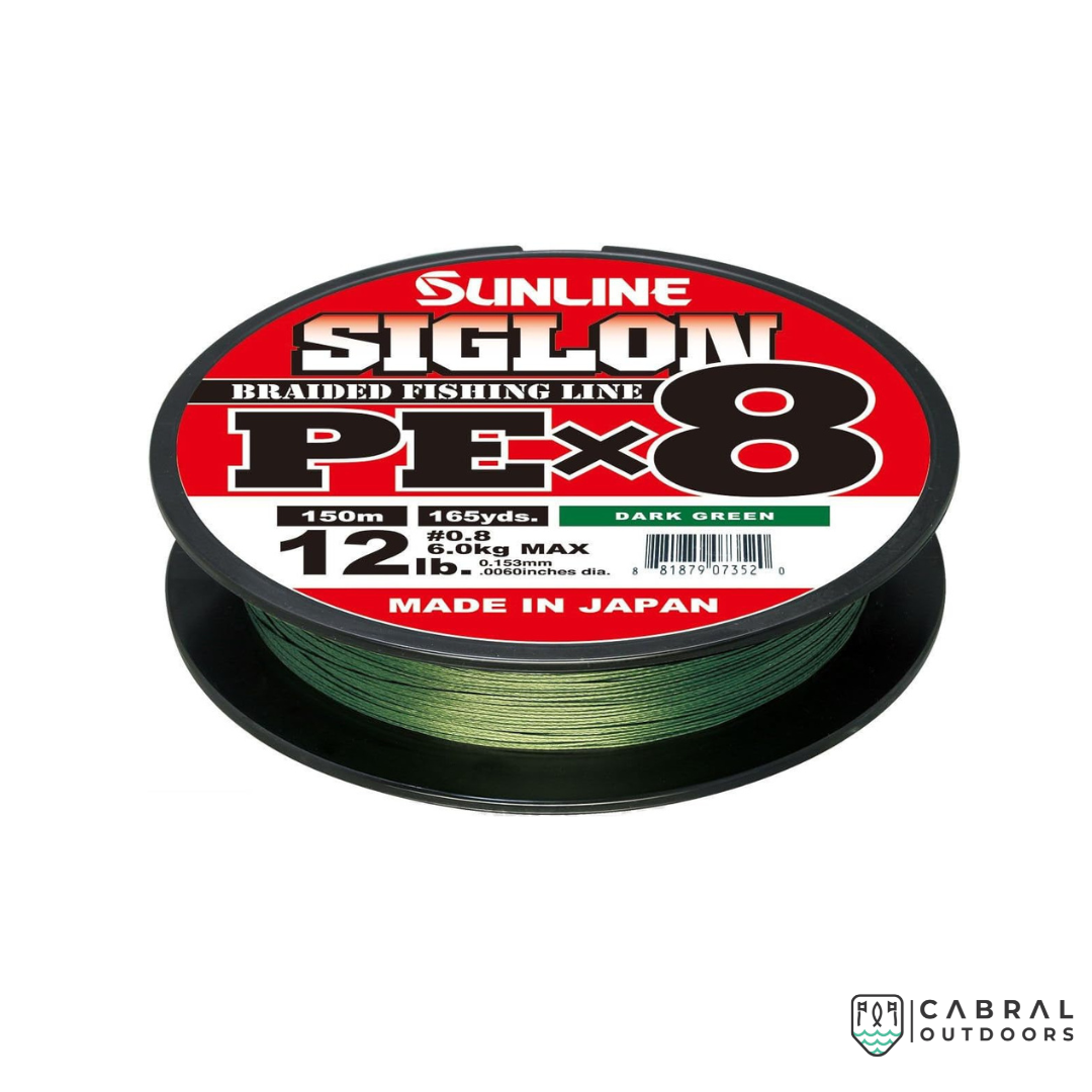 Sunline Siglon Braided Fishing Line PE X8 | 150m | Dark Green | 5-40lb Braided Line Sunline Cabral Outdoors