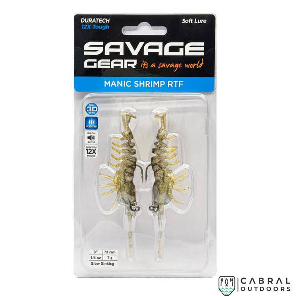 Savage Gear Manic Shrimp RTF  | Pack of 2 | Size: 3inch-4.25inch | Weight:-7g-24g