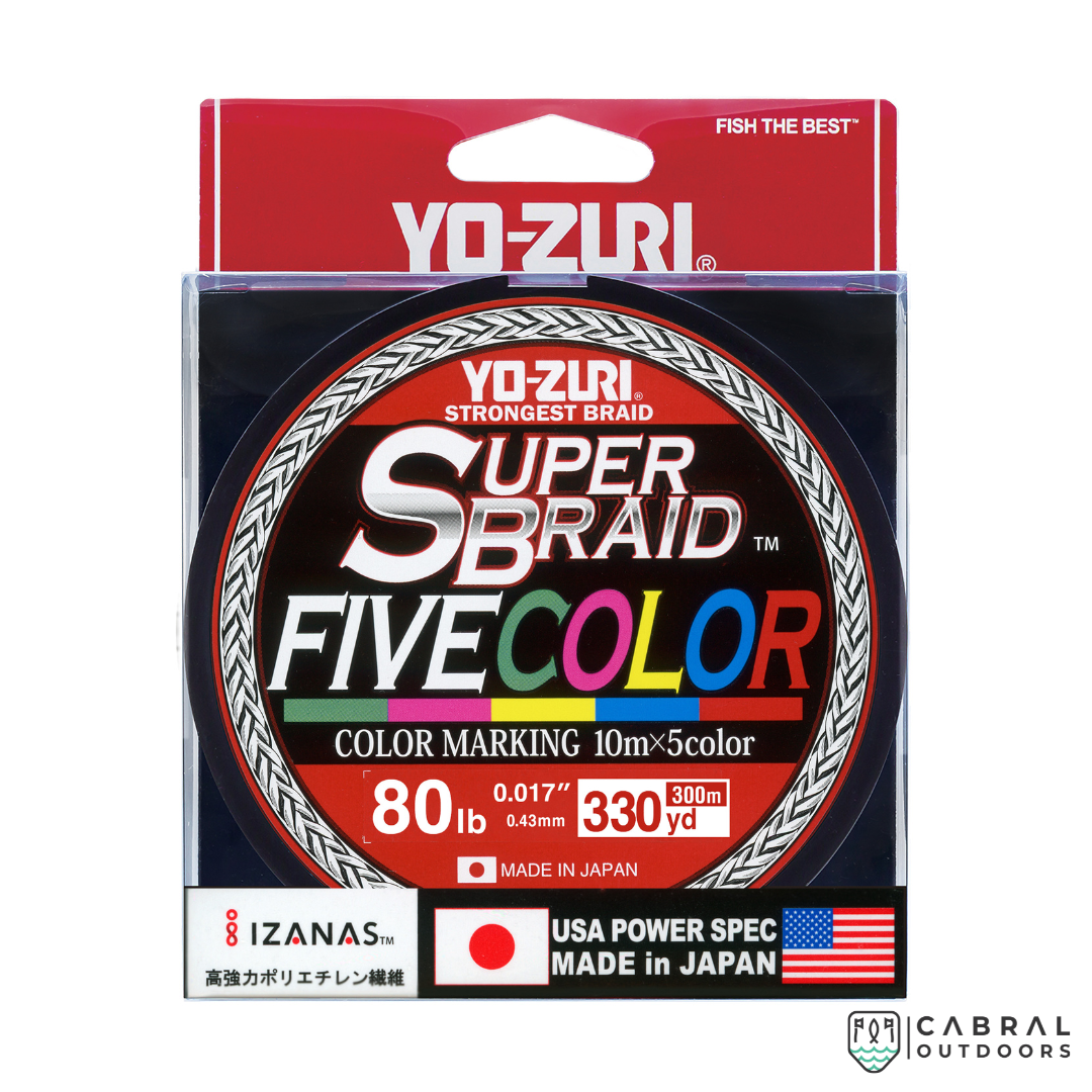 Yo-Zuri Super Braid Five Color Line | 300m |40lb-80lb Braided Line YO-ZURI Cabral Outdoors