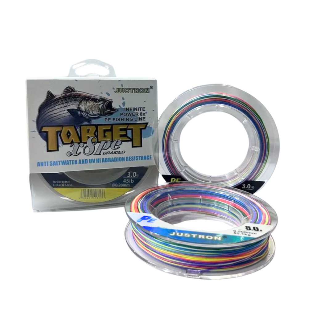 Justron X8 Target Braided Fishing Line – 150m Braided Line Justron Cabral Outdoors