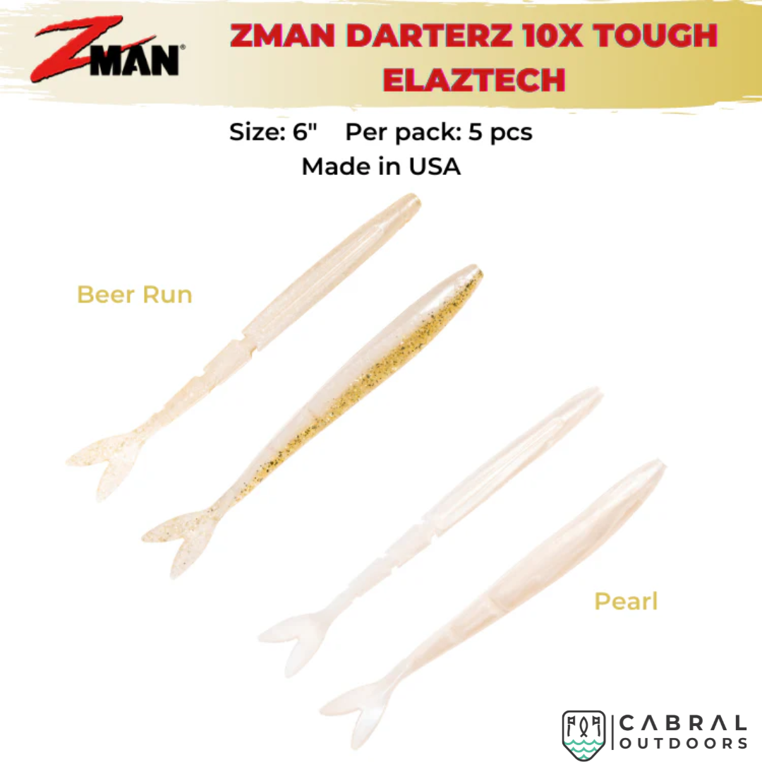 ZMAN DarterZ 10X Tough ELAZTECH | 6inch | 5pcs/pk Fork Tail Zman Cabral Outdoors