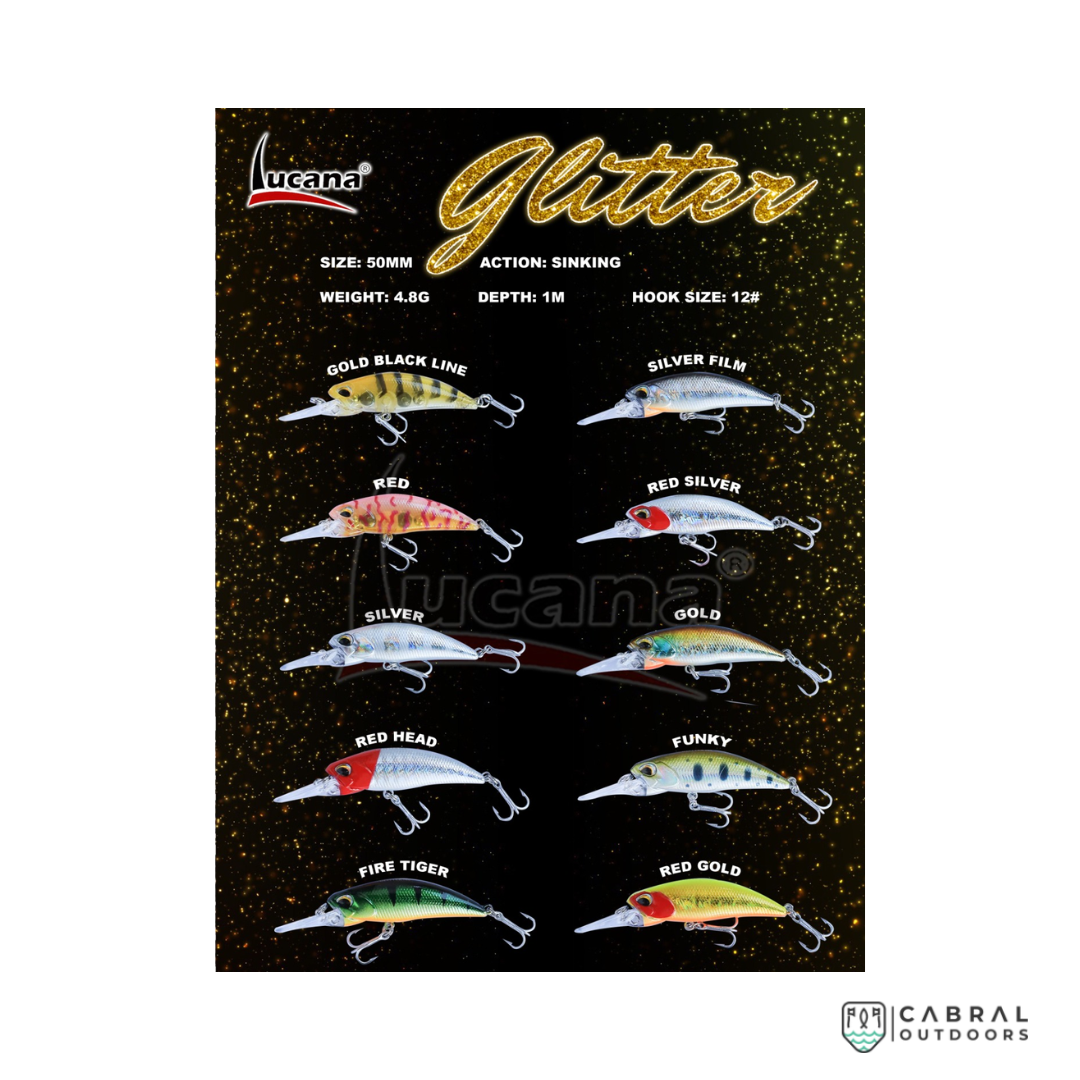 Lucana Glitter Sinking Minnow | Size: 50mm | 4.8g Jerk Baits Lucana Cabral Outdoors