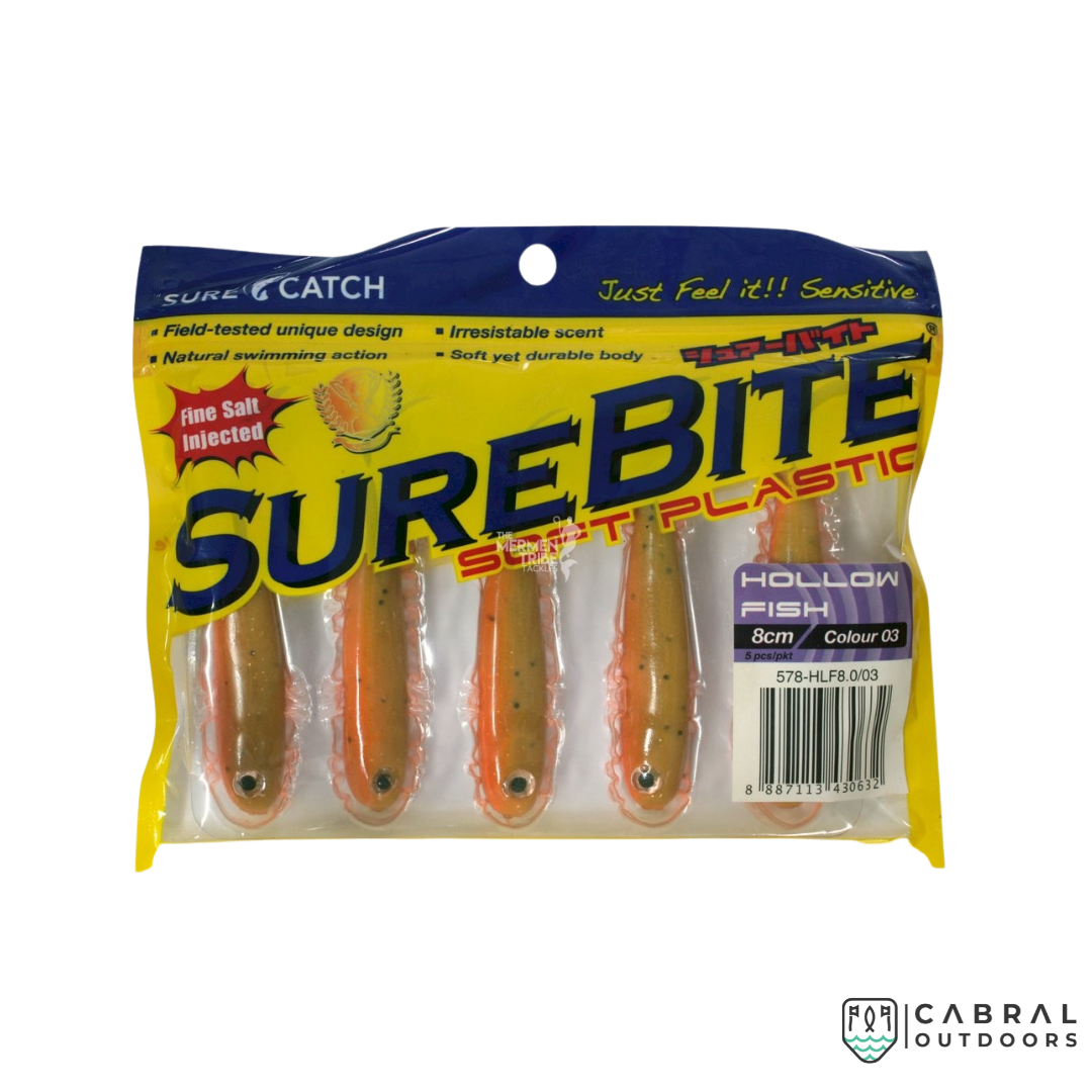 Sure Catch Sure Bite Soft Plastic Hollow Fish (5pcs) | 8cm Sure Catch Cabral Outdoors