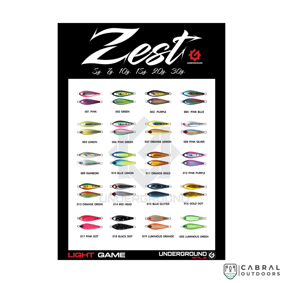 Underground Metal Jig Zest | Size: 2.8cm-5cm | Weight: 5-30g Jigs Lures Factory Cabral Outdoors