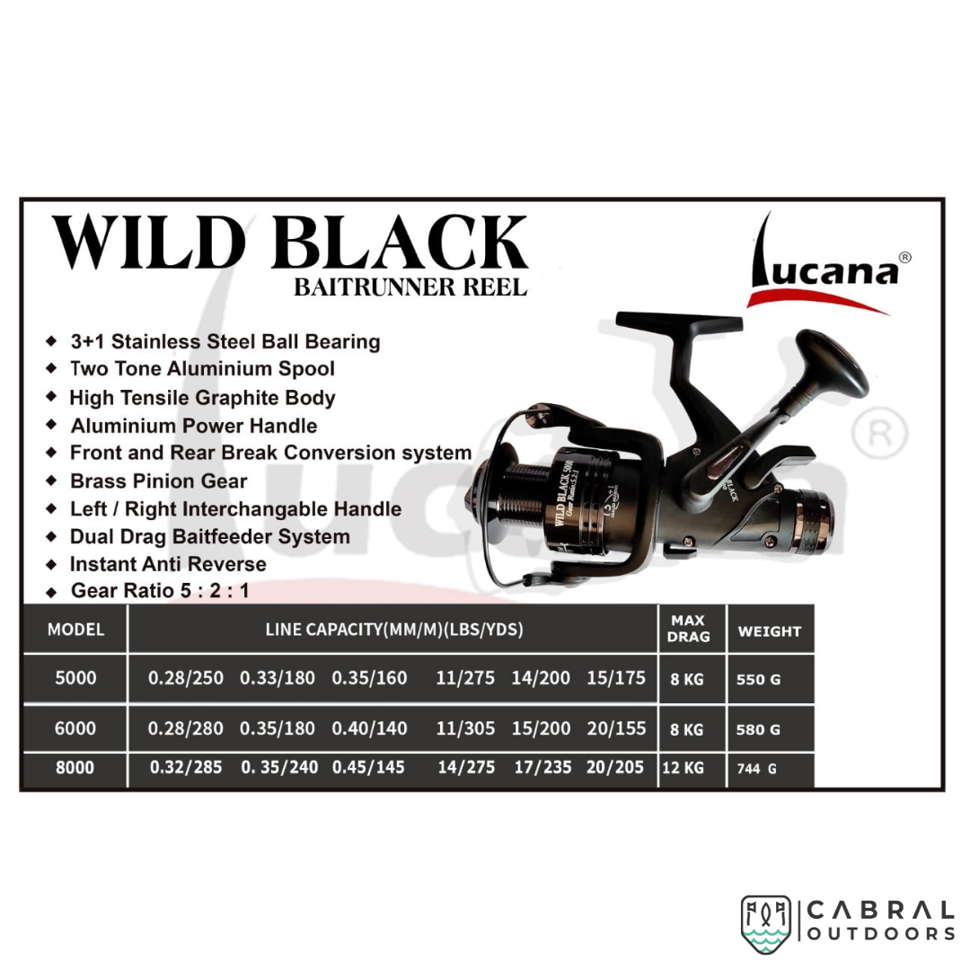 Lucana Wild Black Baitrunner 5000-8000 Reels Spinning Reels Lucana Cabral Outdoors