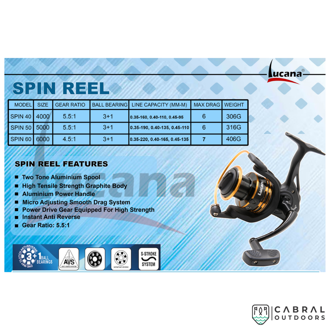 Lucana Spin 40-60 Spinning Reel Spinning Reels Lucana Cabral Outdoors