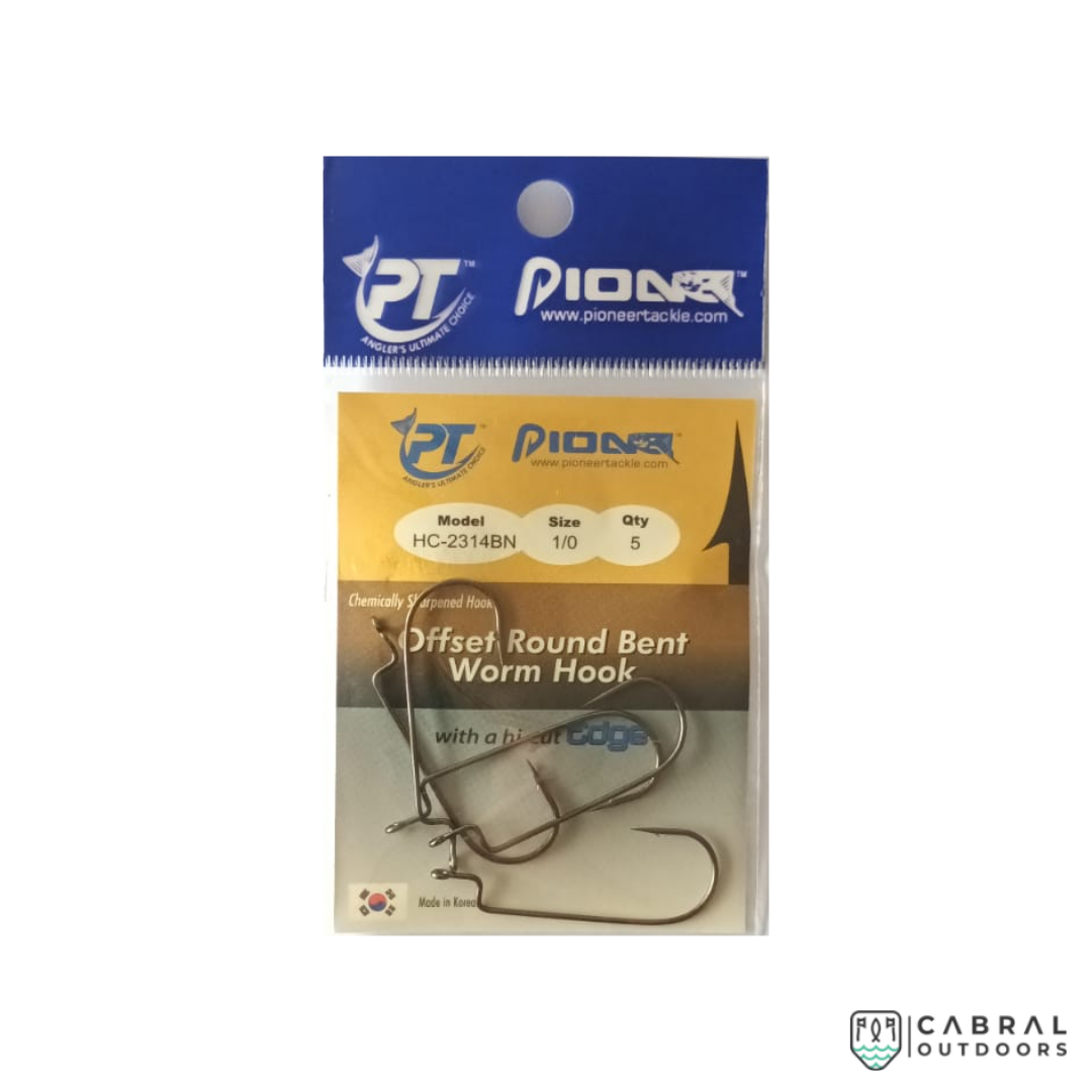 Pioneer Offset Round Bent Worm Hooks | Size: 1/0-4/0 Worm hook Pioneer Cabral Outdoors Pioneer Ichiban Live-Bait Hi-Cut Edge Hooks | Size: 1/0-7/0