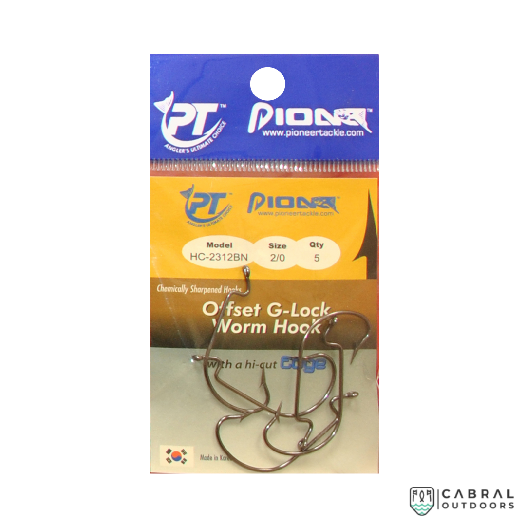 Pioneer Offset G-Lock Worm Hooks | Size: 2/0-4/0 Worm hook Pioneer Cabral Outdoors Pioneer Ichiban Live-Bait Hi-Cut Edge Hooks | Size: 1/0-7/0