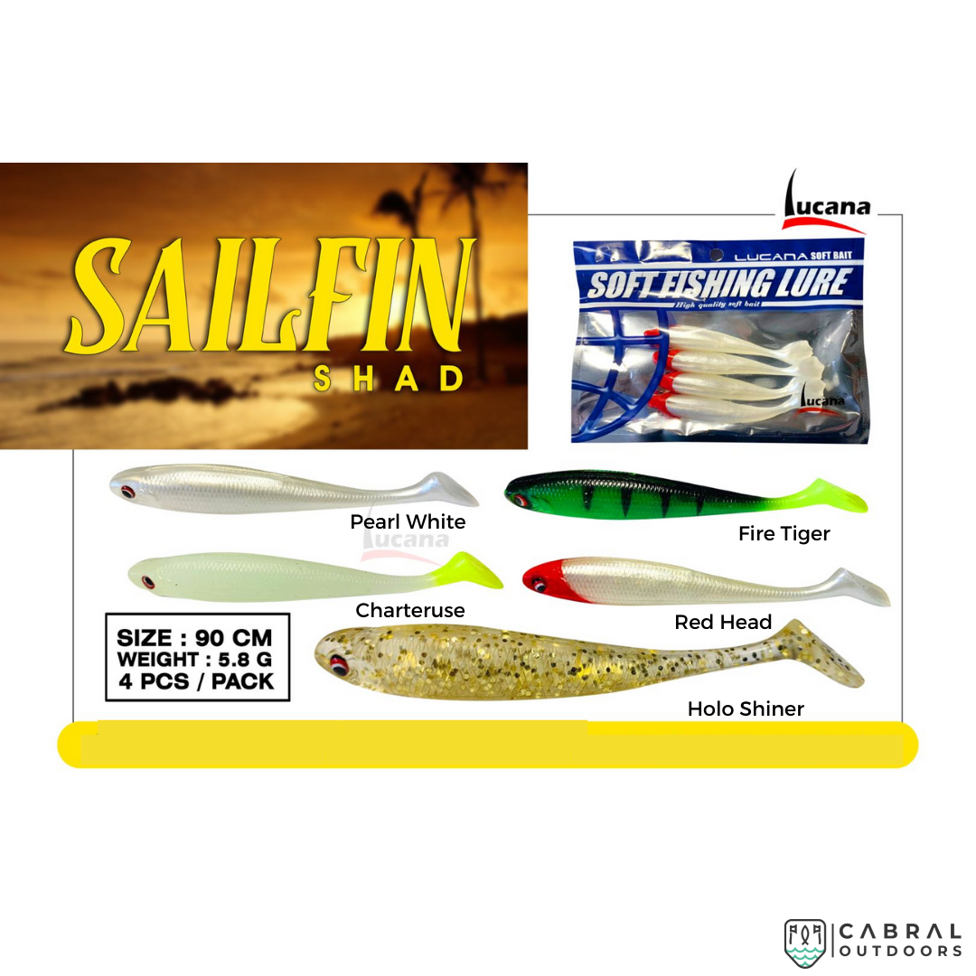 Lucana Sailfin Shade Fishing Lure | Size: 9cm | 6g | 4pcs/pk Paddle Tail Lucana Cabral Outdoors