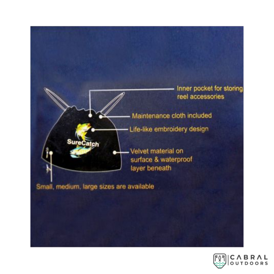 SureCatch Velvet Fishing Reel Case Reel Pouch Sure Catch Cabral Outdoors