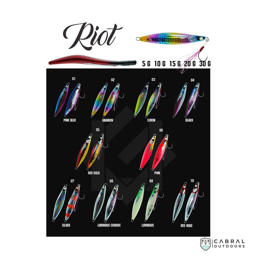 Lures Factory Riot Underground Metal Jig (with hook) | Size: 6cm-7.2cm | 5g-30g Jigs Lures Factory Cabral Outdoors