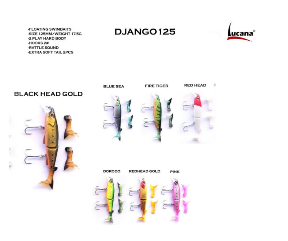 Lucana Django 125mm/17.5g, 1pcs/pkt Jointed Shads Lucana Cabral Outdoors