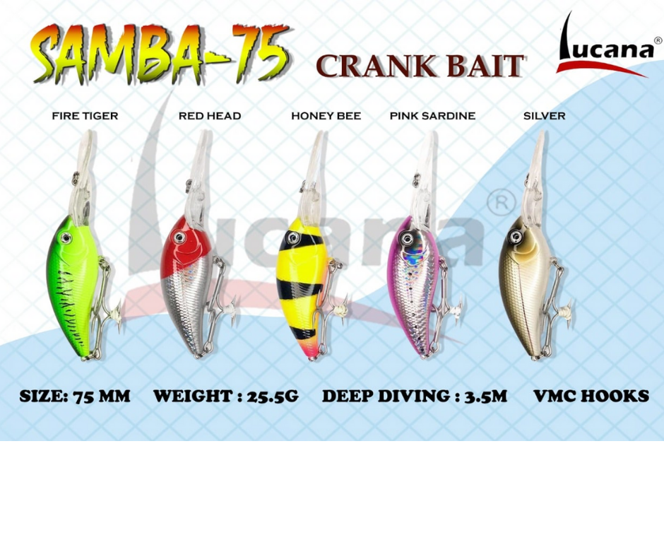 Lucana Samba 75mm/ 25.5g, 1pcs/pkt Crank Baits Lucana Cabral Outdoors