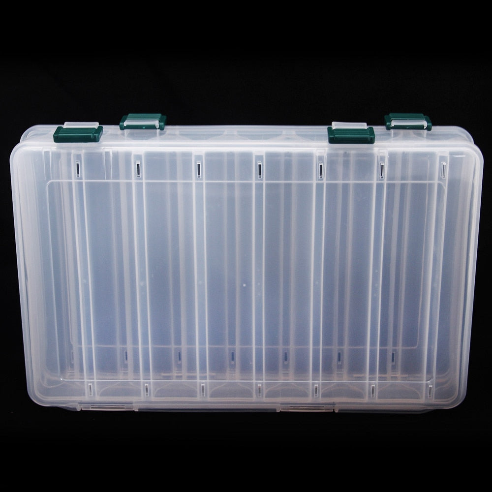 Fishing Tackle Box Lure Storage 14 Compartments Double Sided Open