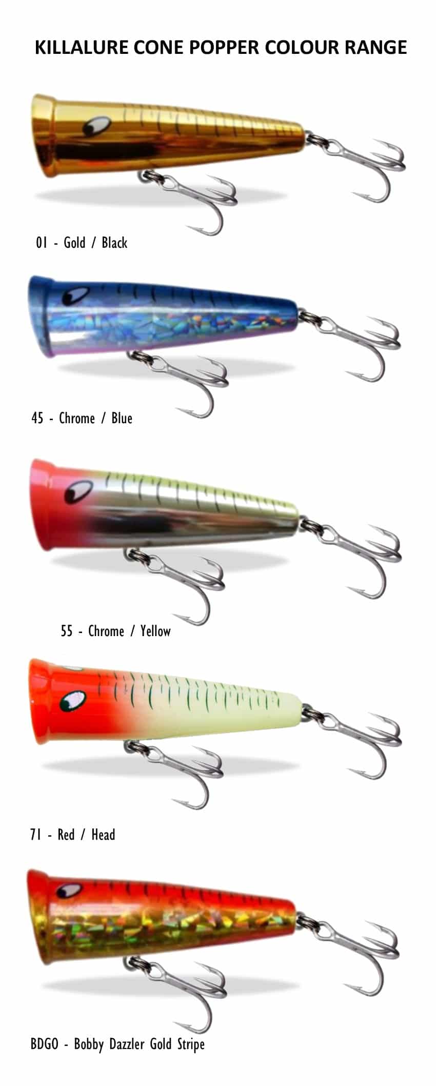 GILLIES KILLALURE CONE POPPER 9cm/18g, 1pcs/pkt Popper Gillies Cabral Outdoors