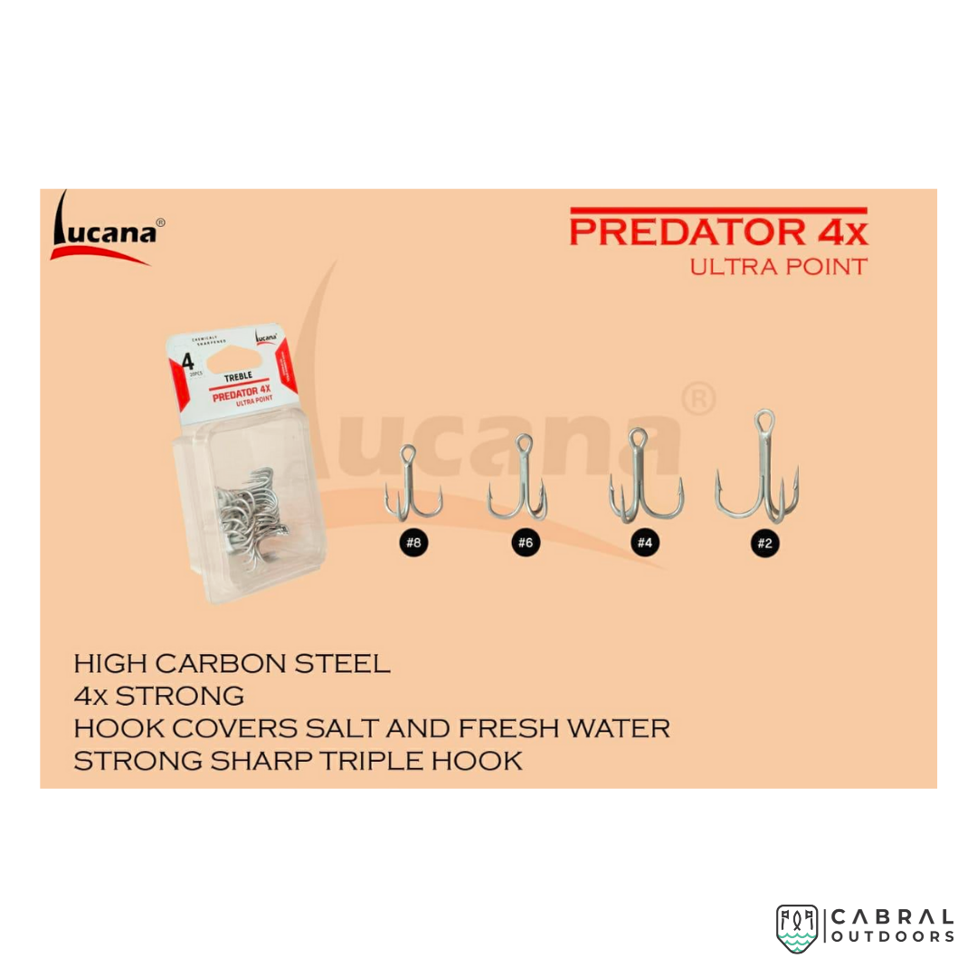 Lucana Predator 4X Ultra Point Treble Hook | Size:1-6 Treble Hooks Lucana Cabral Outdoors