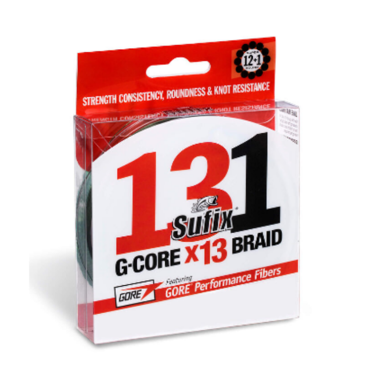 Sufix G-Core x13 100-150 M Braid line, 0.205mm, 0.235mm, and 0.285mm, Cabral Outdoors