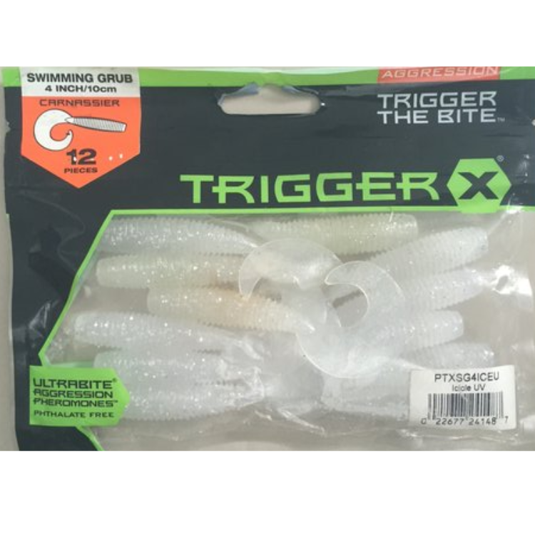 Aggression TriggerX Swimming Grub Carnassier | Size: 4inch/10cm | 4.87g | 12pcs/pk Curly Tail Aggression TriggerX Cabral Outdoors