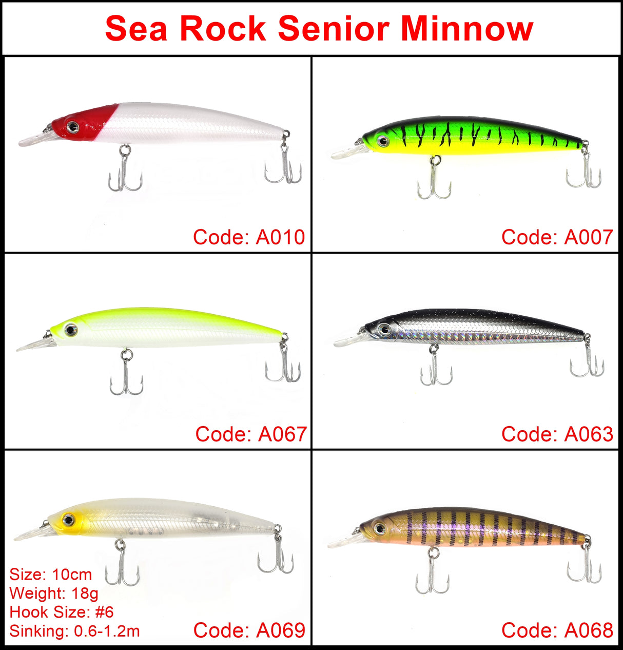 Sea Rock Senior Minnow Hard lure 10cm/18g 1pcs/pkt Hard Lure Sea Rock Cabral Outdoors