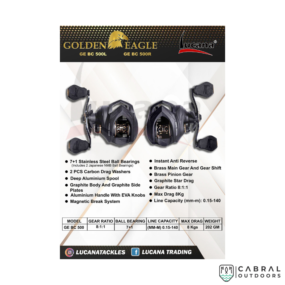 Lucana Golden Eagle Bait Casting Reel Left | Right Baitcasting Reels Lucana Cabral Outdoors