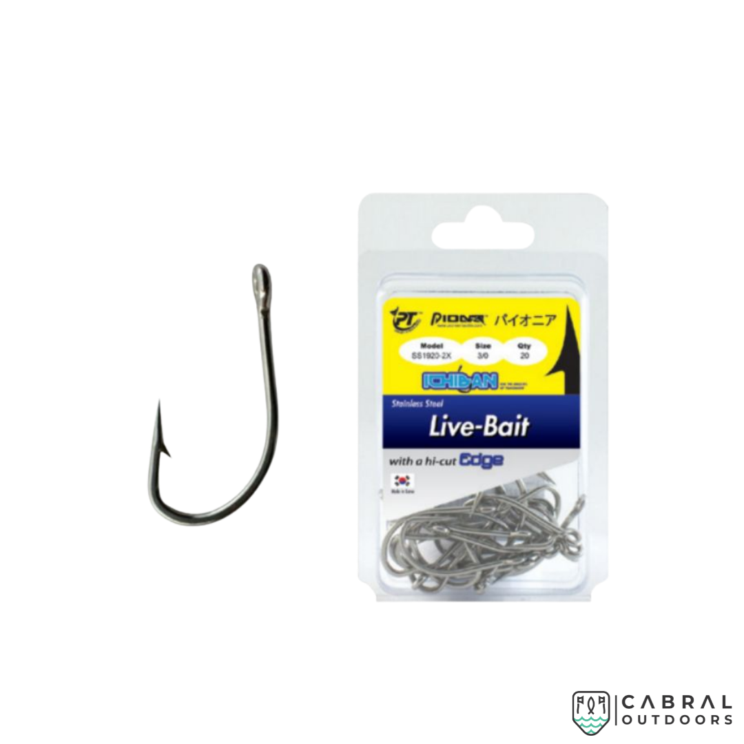 Pioneer Ichiban Live-Bait SS1920-2X Hi-Cut Edge Hooks | Size: 1/0-7/0 Live Bait Hooks Pioneer Cabral Outdoors Pioneer Ichiban Live-Bait Hi-Cut Edge Hooks | Size: 1/0-7/0