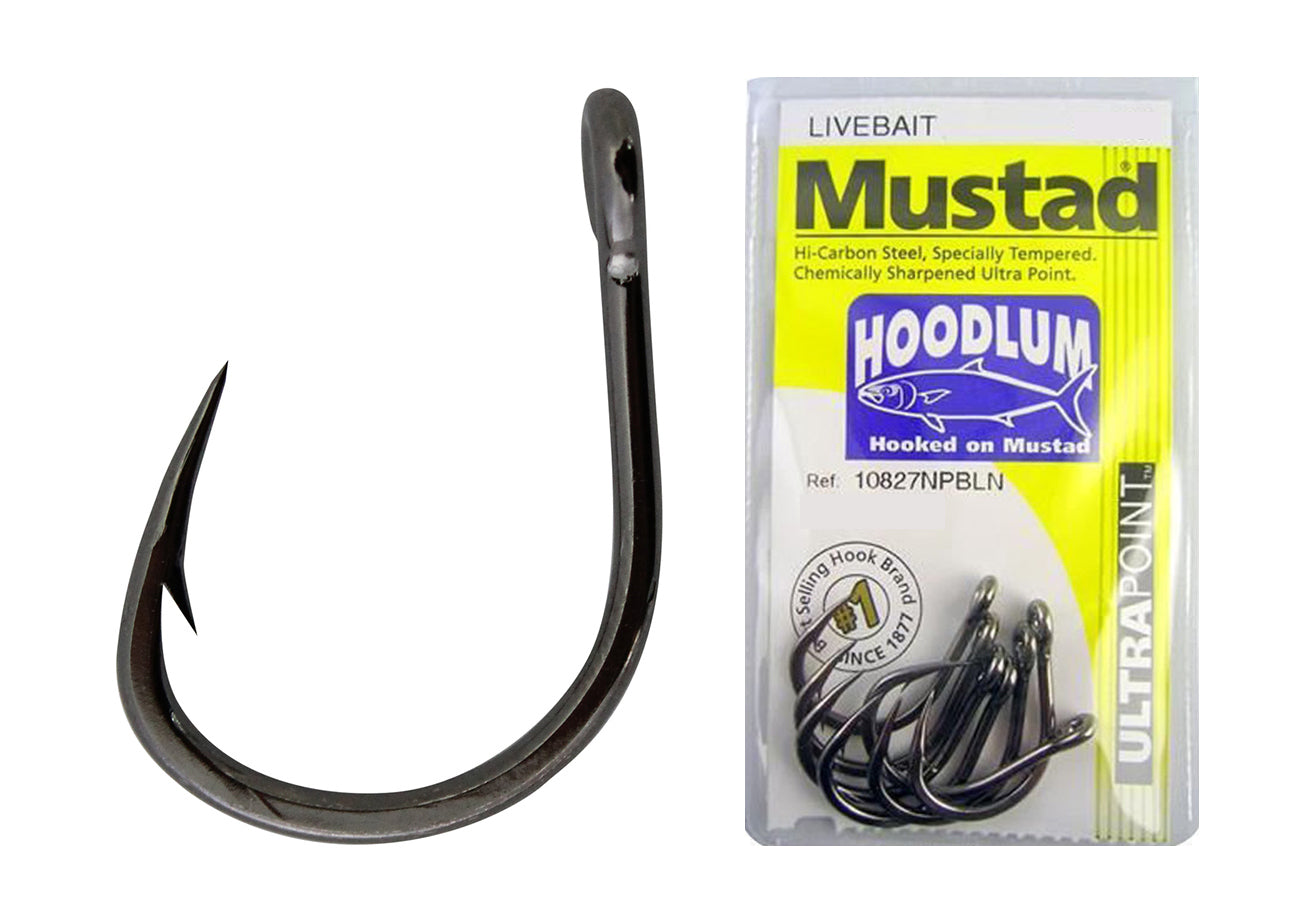 Mustad 10827NPBLN Hoodlum Live Bait 4x Strong Fishing Hooks 4/0