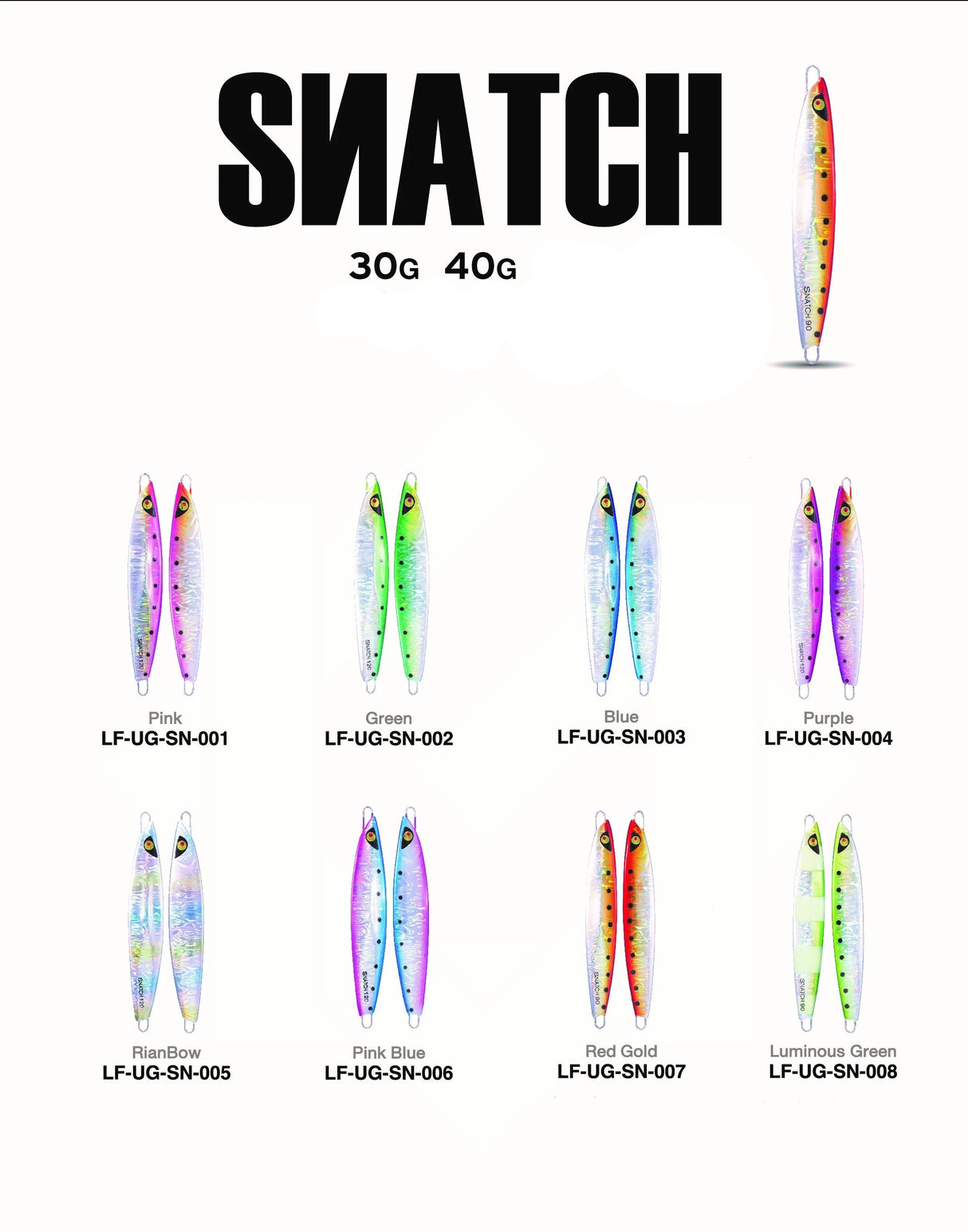 Underground Metal Jig Snatch 9.5cm | 30g and 40g (No Hooks) Jigs Lures Factory Cabral Outdoors
