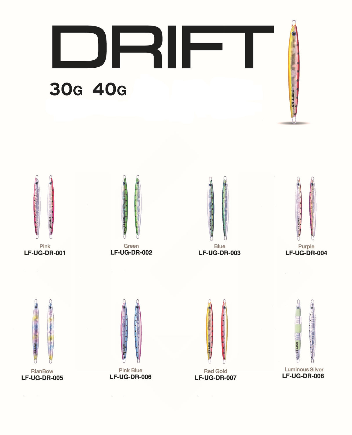 Underground Metal Jig Drift 8.5 cm and 9cm | 30g and 40g (No Hooks) Jigs Lures Factory Cabral Outdoors