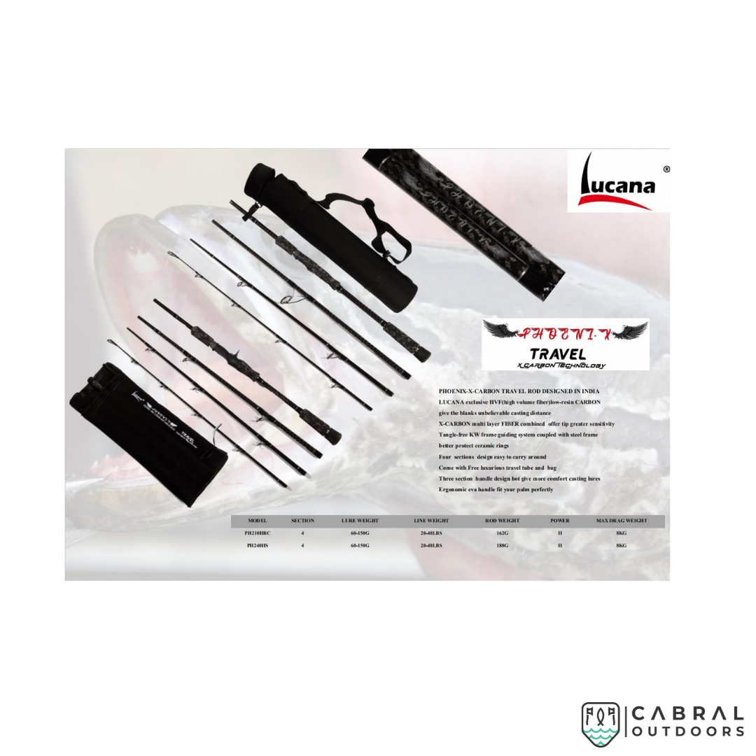 Lucana Phoenix X Carbon Technology 7ft-8ft Bait Casting Travel Rod Spinning Rods Lucana Cabral Outdoors