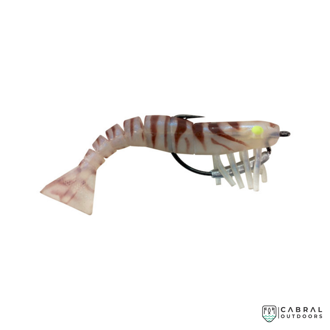 Vudu Weedless Shrimp 3.5 inch1/8 OZ JIG PRE-RIGGED 2 PER PACK Shrimp Vudu Cabral Outdoors